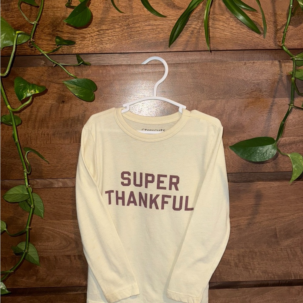 Crewcuts Cream Long Sleeve Kids Tee with Bold Print